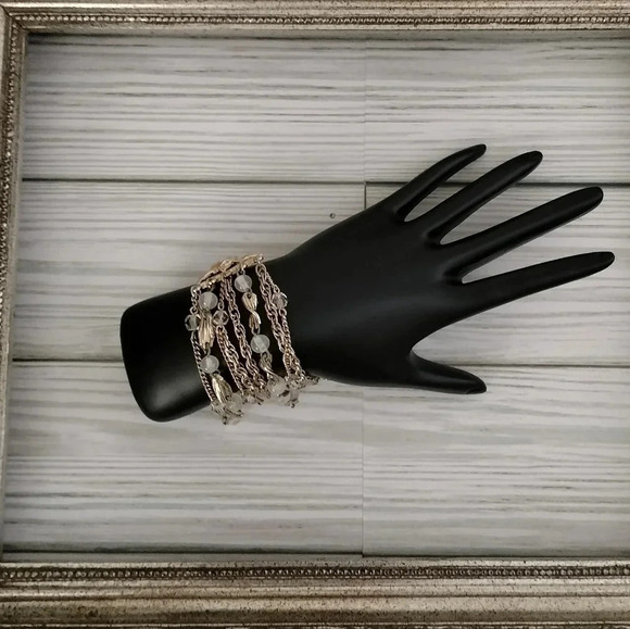 Coro Gold tone Multi Strand Bracelet Beaded - Picture 2 of 8